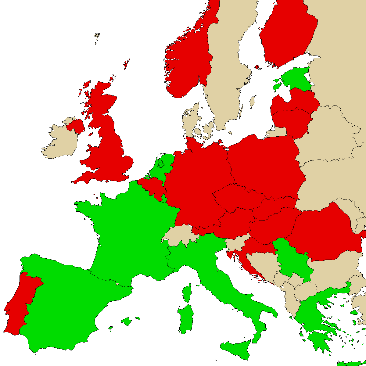 legal info map for our product 4ACO-MET-pel, green are countries where we found no ban, red with ban, grey is unknown