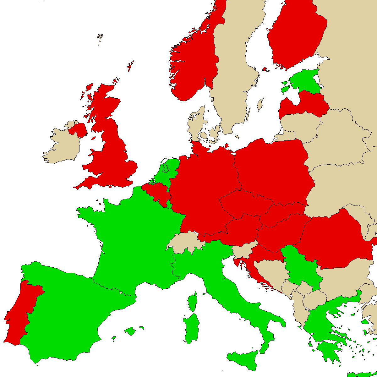 legal info map for our product 4ACO-MET, green are countries with no ban, red with ban, grey is unknown