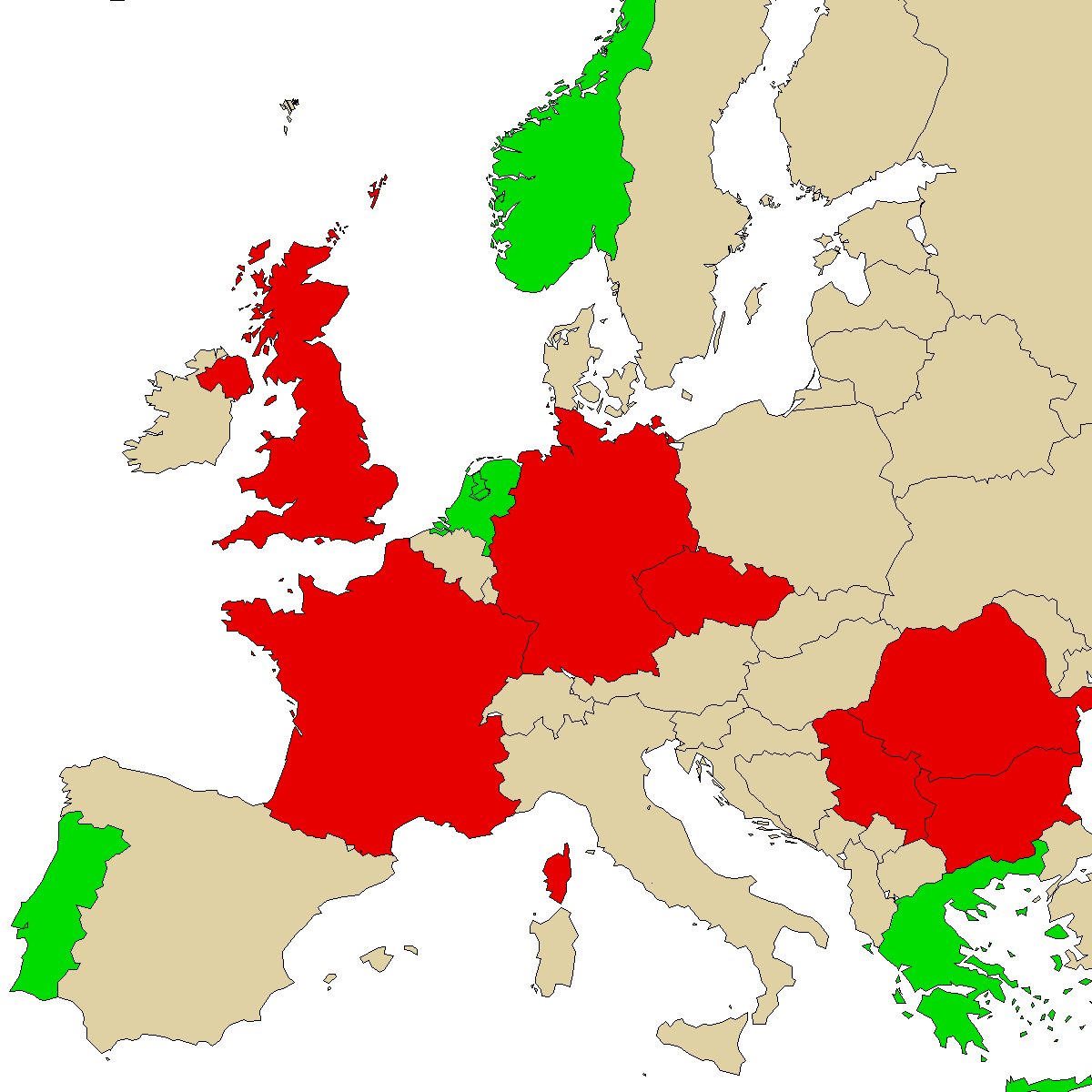 legal info map for our product 6APB, green are countries where we found no ban, red with ban, grey is unknown