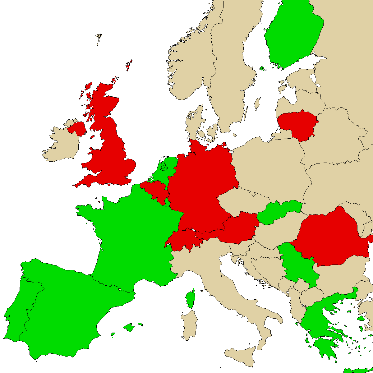 legal info map for our product Dutch-TUSI, green are countries with no ban, red with ban, grey is unknown