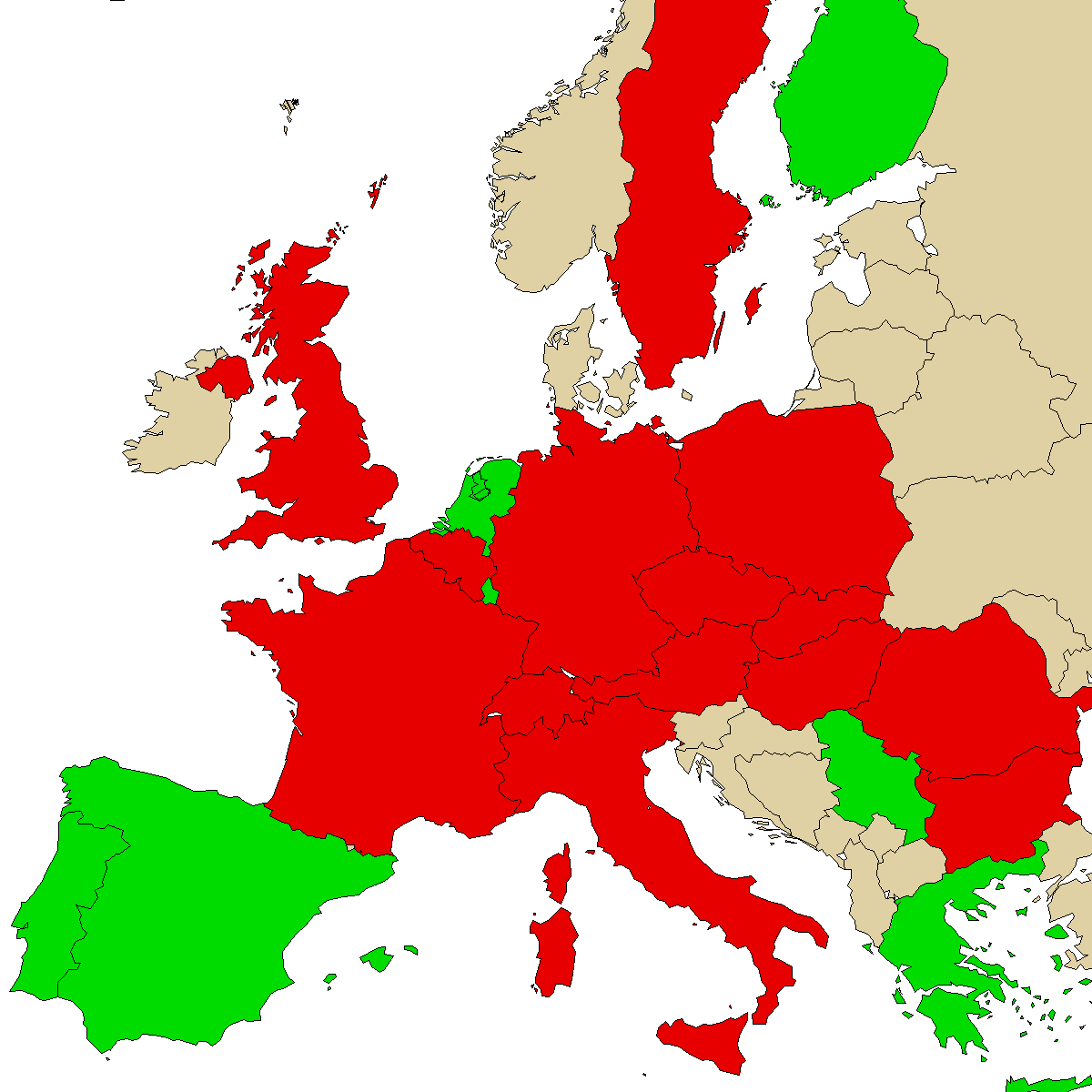 legal info map for our product NEP-pel, green are countries where we found no ban, red with ban, grey is unknown