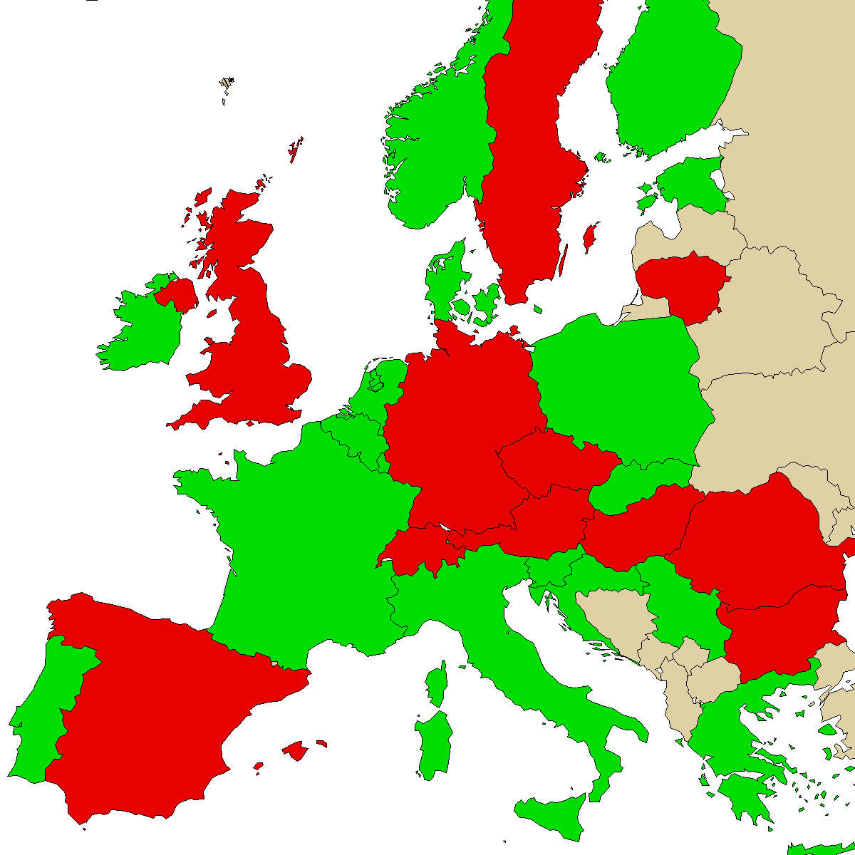 legal info map for our product O-PCE, green are countries where we found no ban, red with ban, grey is unknown