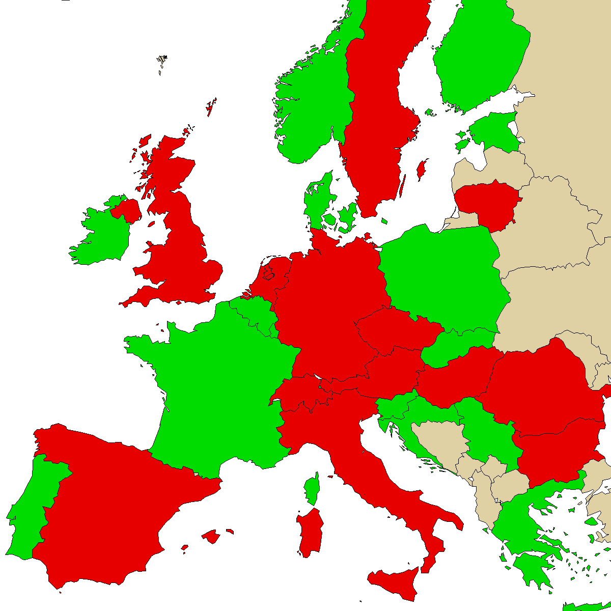 legal info map for our product 2FDCK, green are countries with no ban, red with ban, grey is unknown