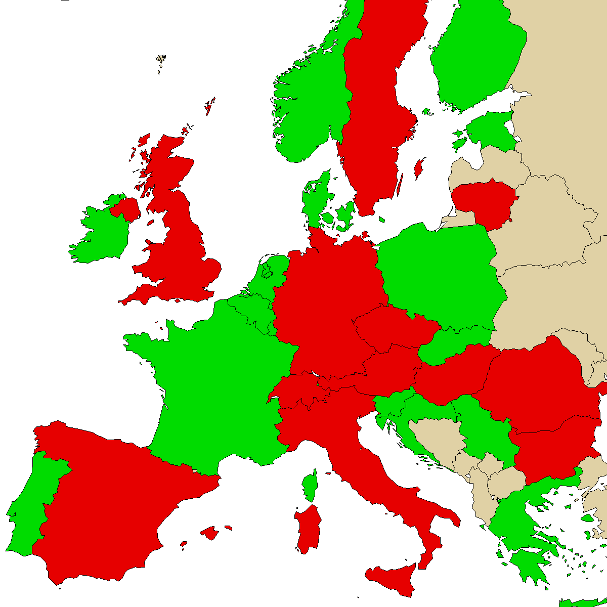 legal info map for our product 2FDCK, green are countries with no ban, red with ban, grey is unknown