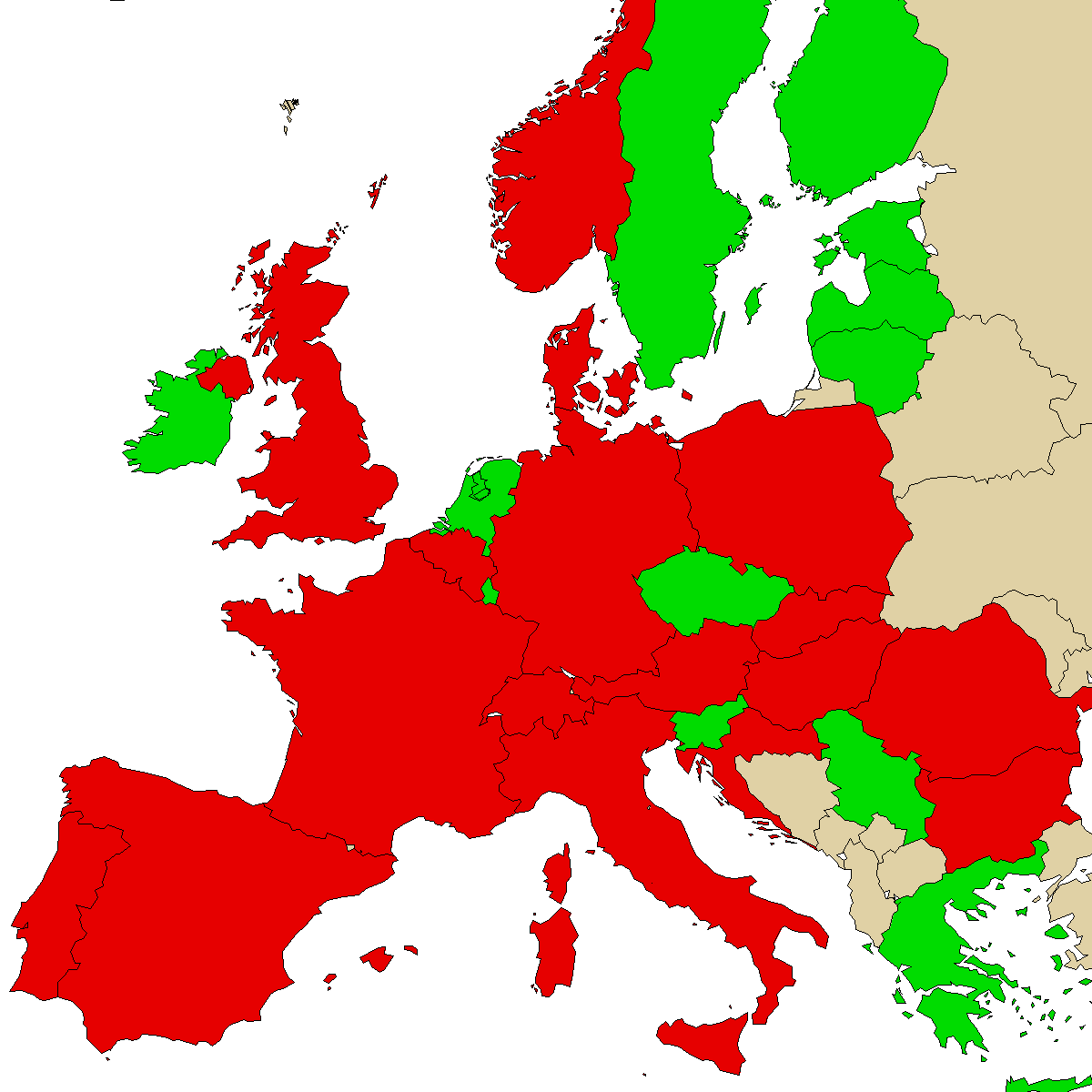 legal info map for our product Euthylone, green are countries with no ban, red with ban, grey is unknown