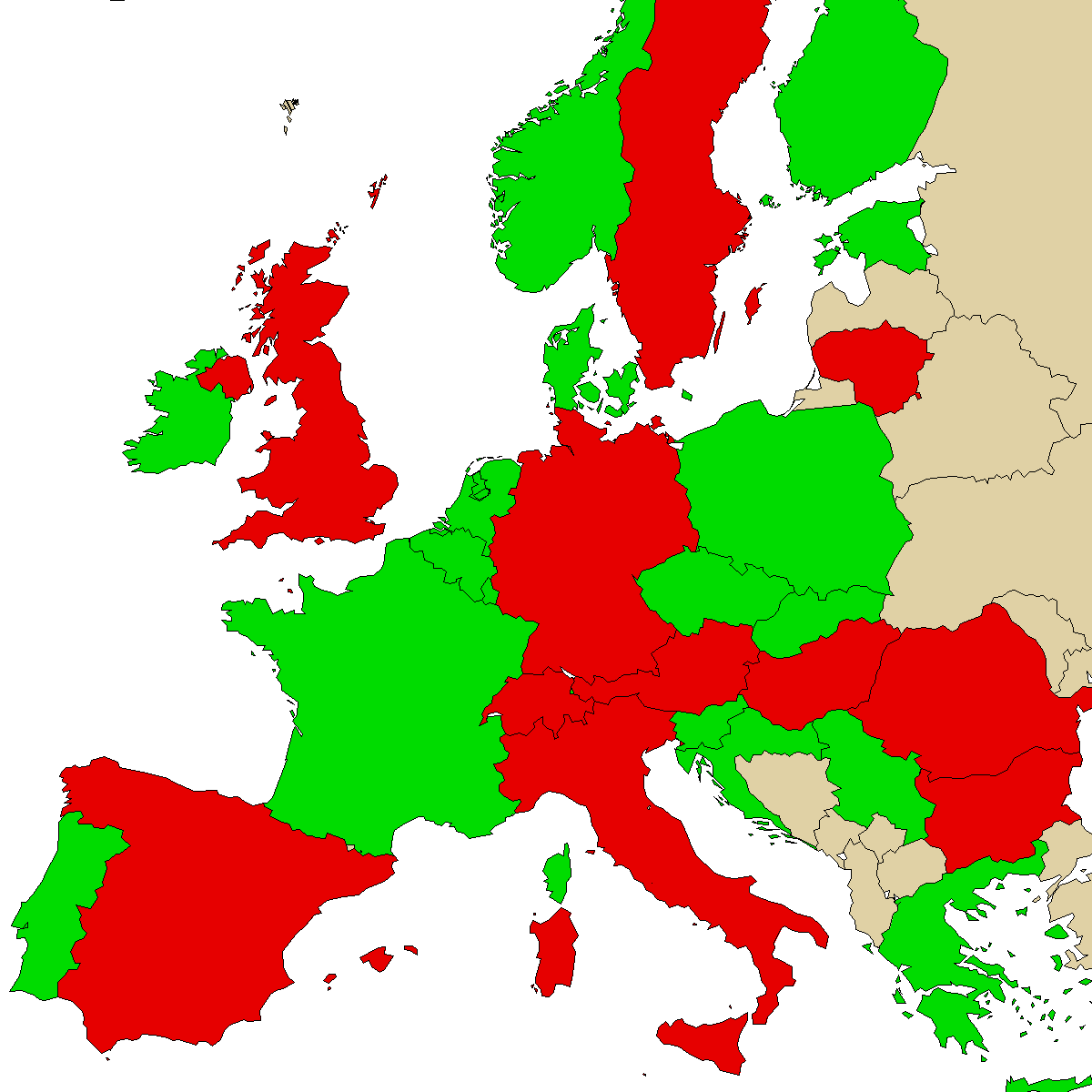 legal info map for our product 2FDCK, green are countries with no ban, red with ban, grey is unknown