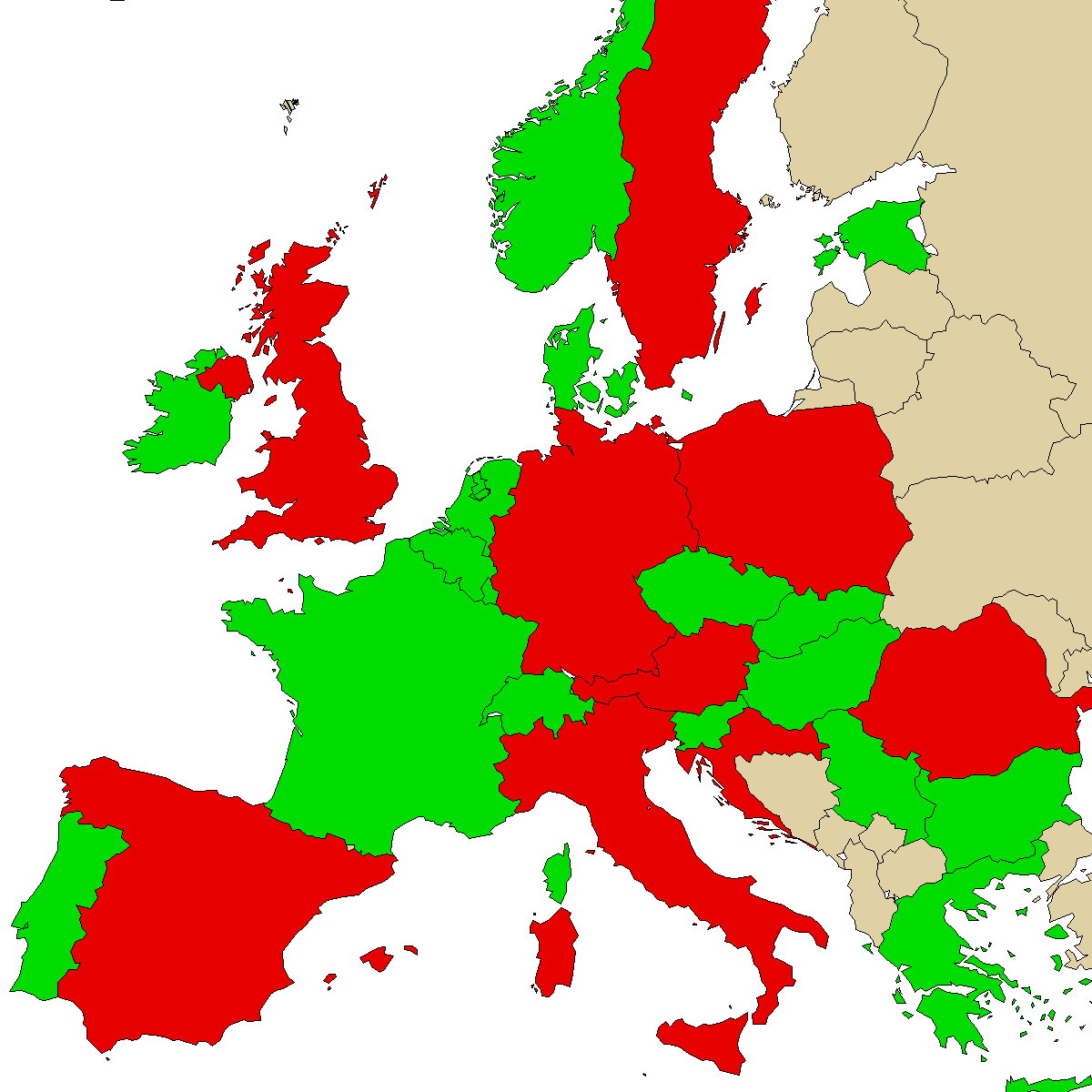 legal info map for our product 2FPM, green are countries with no ban, red with ban, grey is unknown