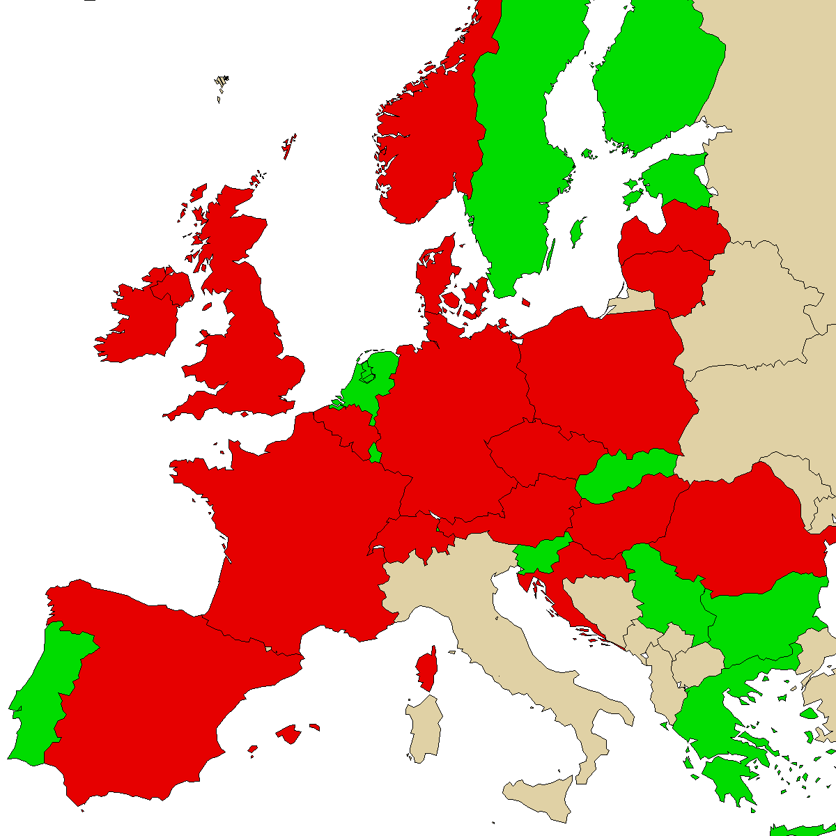 legal info map for our product a-PiHP, green are countries where we found no ban, red with ban, grey is unknown