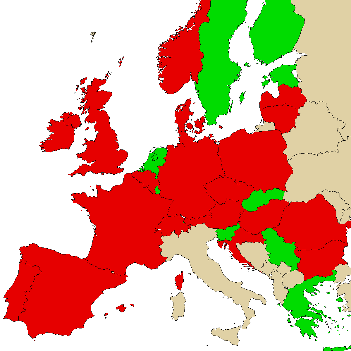 legal info map for our product a-PiHP, green are countries where we found no ban, red with ban, grey is unknown