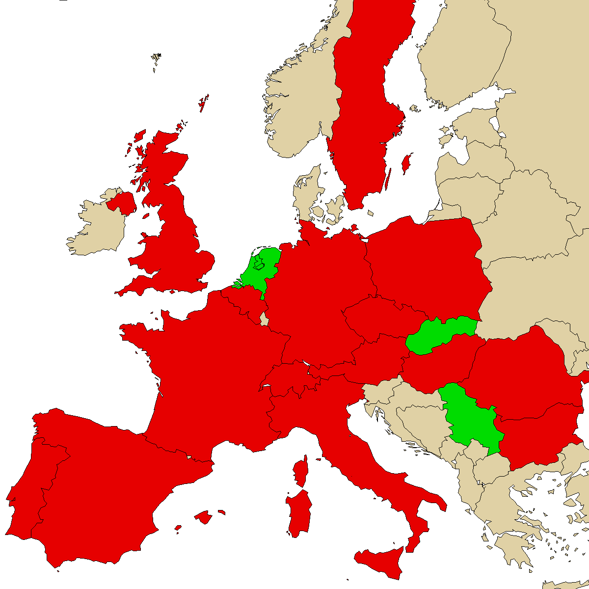 legal info map for our product NEP, green are countries where we found no ban, red with ban, grey is unknown