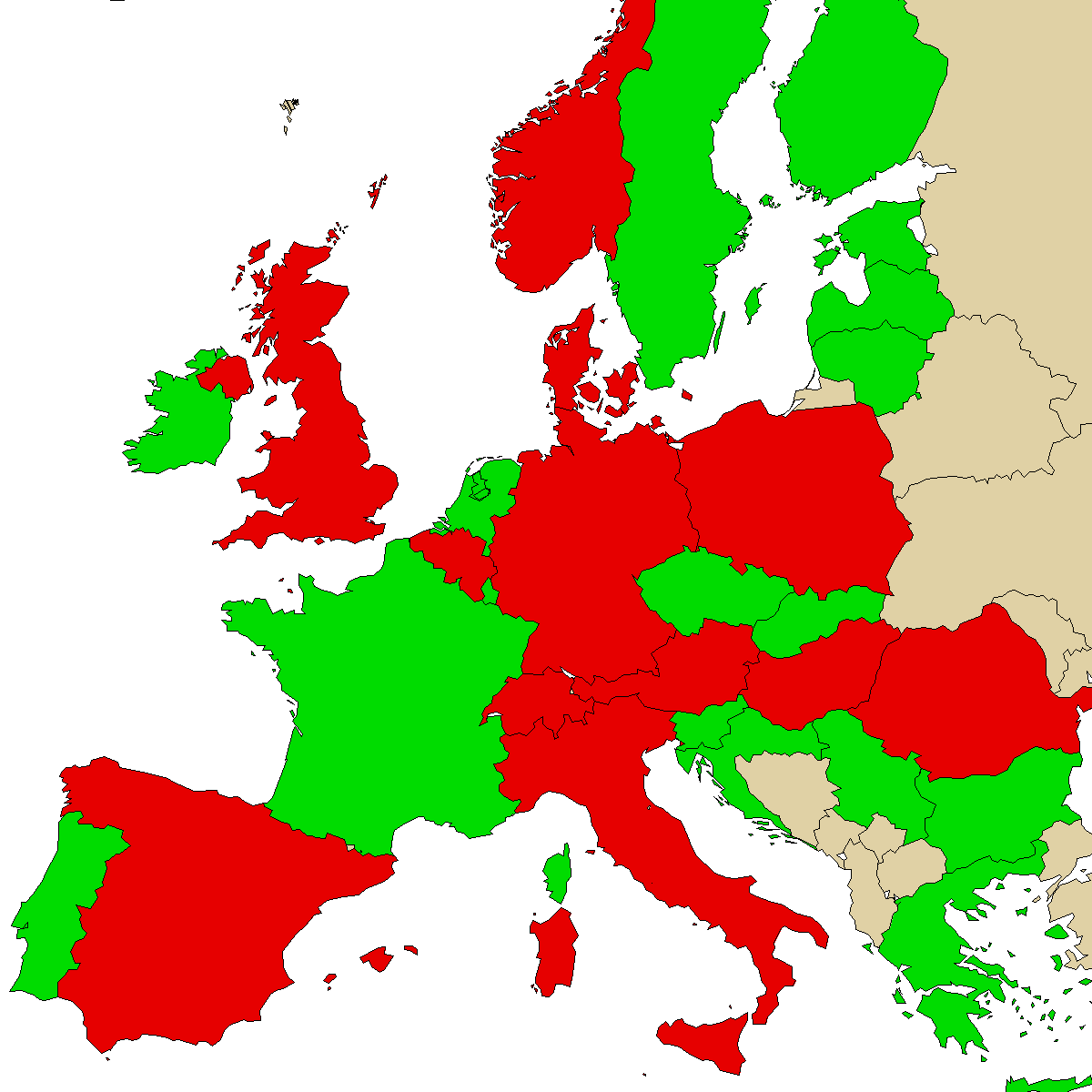 legal info map for our product Euthylone, green are countries with no ban, red with ban, grey is unknown